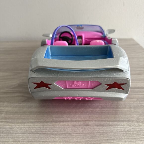 Barbie Car, Barbie Extra Car, Sparkly Silver 2-Seater Toy Convertible, 2021 - Picture 4 of 10